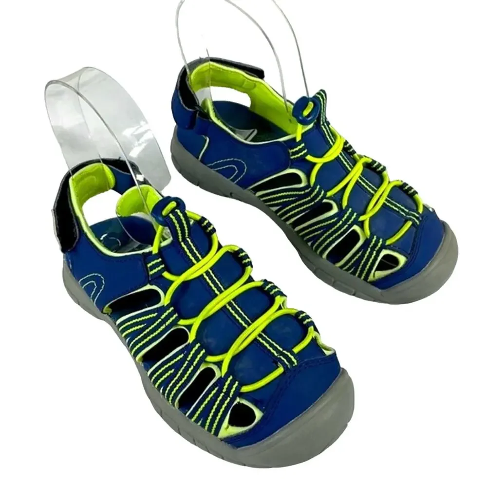DSG Youth Caged Sandal 12 Youth Navy Blue /Yellow Adjustable Ankle Strap & Top